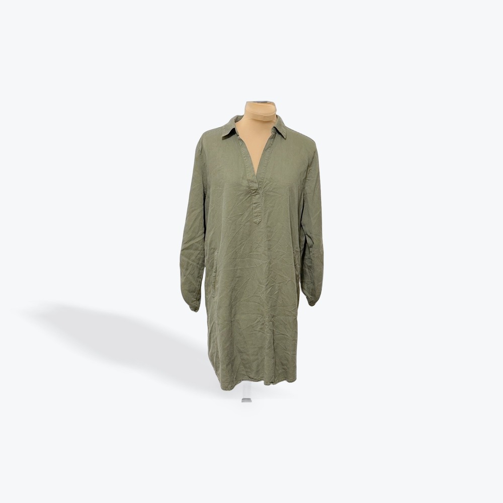 LOFT Outlet Lounge Green Collared Long Sleeve Shirt Dress Size‎ S